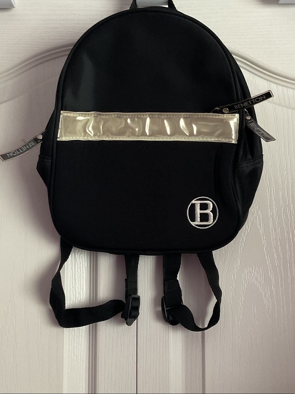 United Colors Of Benetton Black Backpack with Clear Front Strip
